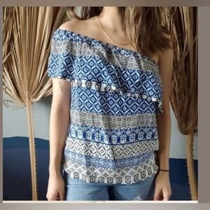 Velvet by Graham Spencer for Anthropologie Florine One shoulder top. Ruffle